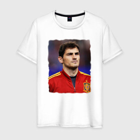 Мужская футболка хлопок с принтом Iker Casillas/Икер Касильяс  в Тюмени, 100% хлопок | прямой крой, круглый вырез горловины, длина до линии бедер, слегка спущенное плечо. | iker casillas | известные личности | икер касильяс | испания | мужчинам | сборная испании | спорт | спортсмены | футбол | футболист | хобби