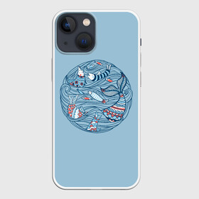 Чехол для iPhone 13 mini с принтом Sea Circle в Тюмени,  |  | circle | fish | inhabitants | marine | ocean | sea | water | waves | вода | волны | жители | круг | море | морсие | морской | оитатели | океан | рыба