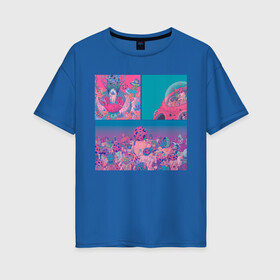 Женская футболка хлопок Oversize с принтом The water world of psychedelic в Тюмени, 100% хлопок | свободный крой, круглый ворот, спущенный рукав, длина до линии бедер
 | abstraction | acid | colors | кислота | психоделика | цветной