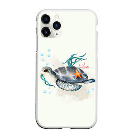 Чехол для iPhone 11 Pro Max матовый с принтом черепашка в Тюмени, Силикон |  | ocean | sea | sea animal | акварель | водоросли | графика | море | океан | подводный мир | черепаха