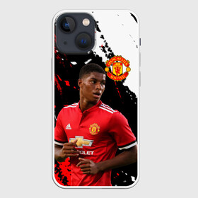 Чехол для iPhone 13 mini с принтом Manchester United: Рашфорд. в Тюмени,  |  | fc | fcmu | football | football club | manchester united | marcus rashford | red devils | sport | красные дьяволы | манчестер юнайтед | маркус рашфорд | спорт | фк | фкмю | футбол | футбольный клуб