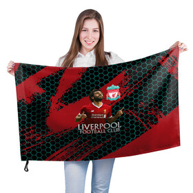 Флаг 3D с принтом Liverpool Мохамед Салах в Тюмени, 100% полиэстер | плотность ткани — 95 г/м2, размер — 67 х 109 см. Принт наносится с одной стороны | lfc | liverpool | mohamed salah | sport | ynwa | ливерпуль | лфк | мохамед салах | спорт