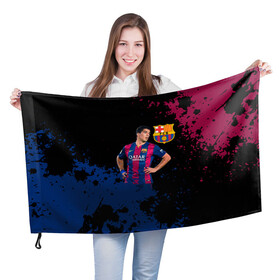 Флаг 3D с принтом Barcelona Луис Суарес в Тюмени, 100% полиэстер | плотность ткани — 95 г/м2, размер — 67 х 109 см. Принт наносится с одной стороны | barca | barcelona | fc barca | luis suarez | барка | барселона | луис суарес