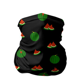Бандана-труба 3D с принтом Арбуз на черном фоне в Тюмени, 100% полиэстер, ткань с особыми свойствами — Activecool | плотность 150‒180 г/м2; хорошо тянется, но сохраняет форму | food | pattern | red | ripe | round | seeds | slice | slices | small | summer | watermelon | whole | арбуз | горох | еда | красный | круглый | кусочки | летний | ломтик | мелкий | нарезанный | паттерн | пища | семечки | спелый | целый