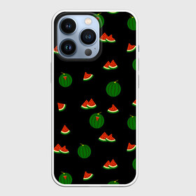 Чехол для iPhone 13 Pro с принтом Арбуз на черном фоне в Тюмени,  |  | food | pattern | red | ripe | round | seeds | slice | slices | small | summer | watermelon | whole | арбуз | горох | еда | красный | круглый | кусочки | летний | ломтик | мелкий | нарезанный | паттерн | пища | семечки | спелый | целый