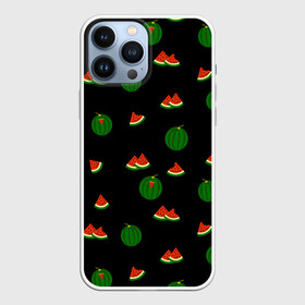 Чехол для iPhone 13 Pro Max с принтом Арбуз на черном фоне в Тюмени,  |  | food | pattern | red | ripe | round | seeds | slice | slices | small | summer | watermelon | whole | арбуз | горох | еда | красный | круглый | кусочки | летний | ломтик | мелкий | нарезанный | паттерн | пища | семечки | спелый | целый