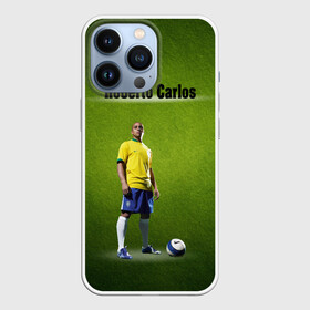 Чехол для iPhone 13 Pro с принтом Roberto Carlos в Тюмени,  |  | Тематика изображения на принте: ball | green | roberto carlos | roberto carlos lettering | roberto carlos print | soccer field | зеленый | мяч | надпись роберто карлос | номер 3 | принт роберто карлос | роберто карлос | футболист | футбольное по