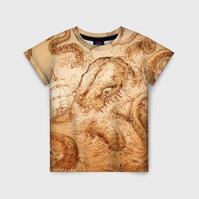 Детская футболка 3D с принтом Кракен в Тюмени, 100% гипоаллергенный полиэфир | прямой крой, круглый вырез горловины, длина до линии бедер, чуть спущенное плечо, ткань немного тянется | кракен | морское чудовище