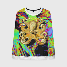 Мужской свитшот 3D с принтом Octopus Ink в Тюмени, 100% полиэстер с мягким внутренним слоем | круглый вырез горловины, мягкая резинка на манжетах и поясе, свободная посадка по фигуре | abstraction | acid | kraken | ocean | octopus | sea | море | осьминог