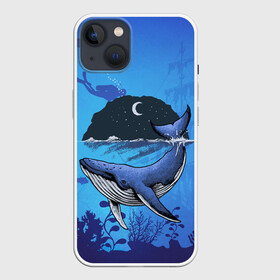 Чехол для iPhone 13 с принтом Синий кит в Тюмени,  |  | дайверы | киты | корабль | море | океан