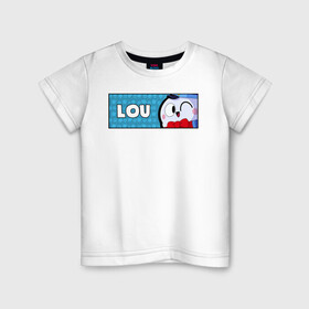 Детская футболка хлопок с принтом LOU (ПЛАШКА) в Тюмени, 100% хлопок | круглый вырез горловины, полуприлегающий силуэт, длина до линии бедер | Тематика изображения на принте: android | brawl | brawl stars | clash | game | lou | stars | андроид | игра | мобильные игры