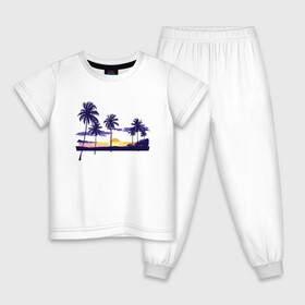 Детская пижама хлопок с принтом ПАЛЬМЫ в Тюмени, 100% хлопок |  брюки и футболка прямого кроя, без карманов, на брюках мягкая резинка на поясе и по низу штанин
 | beach | ocean | palm trees | sea | summer | sun | sunset | vacation | закат | лето | море | океан | отдых | отпуск | пальмы | пляж | солнце