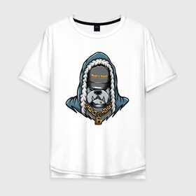 Мужская футболка хлопок Oversize с принтом Опасный парень в Тюмени, 100% хлопок | свободный крой, круглый ворот, “спинка” длиннее передней части | гангстер | крутой | пёс | уличный воин | цепи