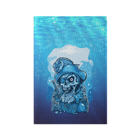Обложка для паспорта матовая кожа с принтом На дне морском в Тюмени, натуральная матовая кожа | размер 19,3 х 13,7 см; прозрачные пластиковые крепления | Тематика изображения на принте: арт | крюк | море | океан | пират | рыба | сундук | череп