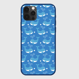 Чехол для iPhone 12 Pro с принтом Киты паттерн в Тюмени, силикон | область печати: задняя сторона чехла, без боковых панелей | whale | бесшовный | кит | киты | море | океан | паттерн