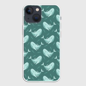 Чехол для iPhone 13 mini с принтом Киты в Тюмени,  |  | Тематика изображения на принте: whale | кит | киты | море | океан | паттерн