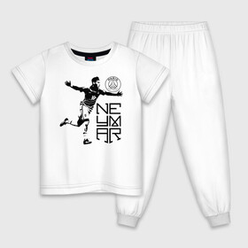 Детская пижама хлопок с принтом NEYMAR Paris Saint-Germain в Тюмени, 100% хлопок |  брюки и футболка прямого кроя, без карманов, на брюках мягкая резинка на поясе и по низу штанин
 | brazil | champions | fifa | junior | neymar | neymar jr | paris saint germain | psg | uefa | бразилия | джуниор | младший | наймар | неймар | пари сен жермен | петух | псж | сборная бразилии | уефа | фифа | футбик | футбол 