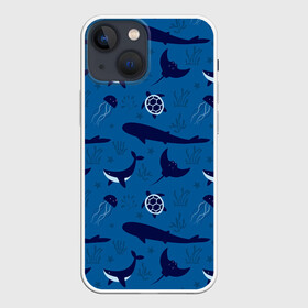 Чехол для iPhone 13 mini с принтом Подводный мир в Тюмени,  |  | whale | акулы | кит | киты | медуза | медузы | море | морские | океан | паттерн | подводный | скаты | черепаха | черепахами