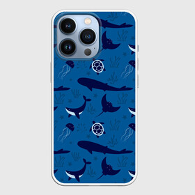 Чехол для iPhone 13 Pro с принтом Подводный мир в Тюмени,  |  | whale | акулы | кит | киты | медуза | медузы | море | морские | океан | паттерн | подводный | скаты | черепаха | черепахами