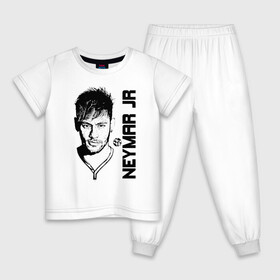 Детская пижама хлопок с принтом Neymar Jr черный портрет в Тюмени, 100% хлопок |  брюки и футболка прямого кроя, без карманов, на брюках мягкая резинка на поясе и по низу штанин
 | brazil | champions | fifa | junior | neymar | neymar jr | paris saint germain | psg | uefa | бразилия | джуниор | младший | наймар | неймар | пари сен жермен | петух | псж | сборная бразилии | уефа | фифа | футбик | футбол 