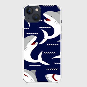 Чехол для iPhone 13 с принтом Акулы в Тюмени,  |  | shark | акула | акуленок | акулы | жители | клыки | море | морские | океан | рыба | черные