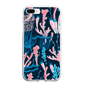 Чехол для iPhone 7Plus/8 Plus матовый с принтом Подводный мир в Тюмени, Силикон | Область печати: задняя сторона чехла, без боковых панелей | colorful | coral | deep | sea | seamless | seaweed | водоросли | глубокий | коралл | красочный | паттерн | подводный мир