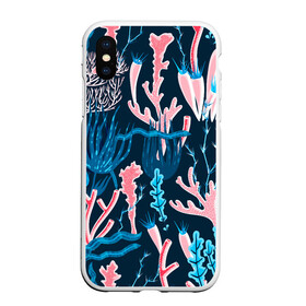 Чехол для iPhone XS Max матовый с принтом Подводный мир в Тюмени, Силикон | Область печати: задняя сторона чехла, без боковых панелей | colorful | coral | deep | sea | seamless | seaweed | водоросли | глубокий | коралл | красочный | паттерн | подводный мир