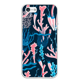 Чехол для iPhone 5/5S матовый с принтом Подводный мир в Тюмени, Силикон | Область печати: задняя сторона чехла, без боковых панелей | colorful | coral | deep | sea | seamless | seaweed | водоросли | глубокий | коралл | красочный | паттерн | подводный мир