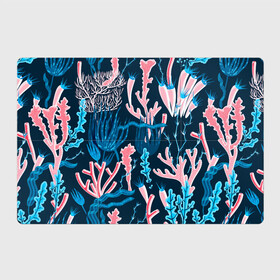 Магнитный плакат 3Х2 с принтом Подводный мир в Тюмени, Полимерный материал с магнитным слоем | 6 деталей размером 9*9 см | colorful | coral | deep | sea | seamless | seaweed | водоросли | глубокий | коралл | красочный | паттерн | подводный мир