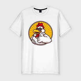 Мужская футболка хлопок Slim с принтом Курито в Тюмени, 92% хлопок, 8% лайкра | приталенный силуэт, круглый вырез ворота, длина до линии бедра, короткий рукав | животные | курица | куры | птицы | цыпленок