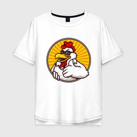 Мужская футболка хлопок Oversize с принтом Курито в Тюмени, 100% хлопок | свободный крой, круглый ворот, “спинка” длиннее передней части | животные | курица | куры | птицы | цыпленок