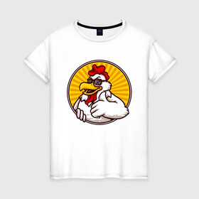 Женская футболка хлопок с принтом Курито в Тюмени, 100% хлопок | прямой крой, круглый вырез горловины, длина до линии бедер, слегка спущенное плечо | животные | курица | куры | птицы | цыпленок