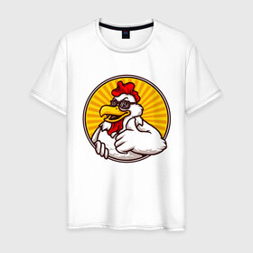 Мужская футболка хлопок с принтом Курито в Тюмени, 100% хлопок | прямой крой, круглый вырез горловины, длина до линии бедер, слегка спущенное плечо. | животные | курица | куры | птицы | цыпленок