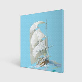 Холст квадратный с принтом The white wanderer в Тюмени, 100% ПВХ |  | ocean | sea | ship | волны | океан | парусник