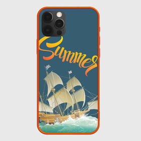 Чехол для iPhone 12 Pro с принтом Summer by the sea в Тюмени, силикон | область печати: задняя сторона чехла, без боковых панелей | ocean | sea | ship | summer | волны | океан | парусник