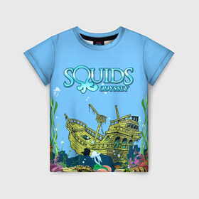 Детская футболка 3D с принтом Squids odyssey в Тюмени, 100% гипоаллергенный полиэфир | прямой крой, круглый вырез горловины, длина до линии бедер, чуть спущенное плечо, ткань немного тянется | ocean | sea | ship | summer | волны | океан | парусник