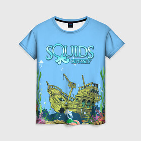 Женская футболка 3D с принтом Squids odyssey в Тюмени, 100% полиэфир ( синтетическое хлопкоподобное полотно) | прямой крой, круглый вырез горловины, длина до линии бедер | ocean | sea | ship | summer | волны | океан | парусник