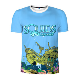 Мужская футболка 3D спортивная с принтом Squids odyssey в Тюмени, 100% полиэстер с улучшенными характеристиками | приталенный силуэт, круглая горловина, широкие плечи, сужается к линии бедра | Тематика изображения на принте: ocean | sea | ship | summer | волны | океан | парусник