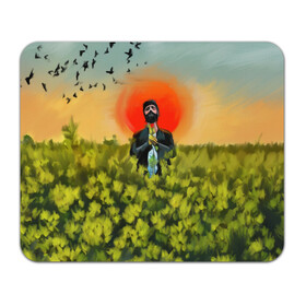 Коврик для мышки прямоугольный с принтом Один в поле в Тюмени, натуральный каучук | размер 230 х 185 мм; запечатка лицевой стороны | закаты | поле | природа | птицы | солнце