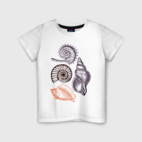 Детская футболка хлопок с принтом Sea House III в Тюмени, 100% хлопок | круглый вырез горловины, полуприлегающий силуэт, длина до линии бедер | Тематика изображения на принте: ocean | sea | shell | волны | океан | ракушки