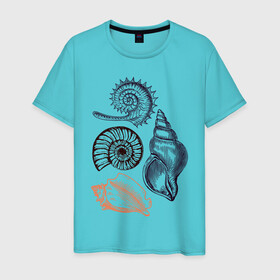 Мужская футболка хлопок с принтом Sea House III в Тюмени, 100% хлопок | прямой крой, круглый вырез горловины, длина до линии бедер, слегка спущенное плечо. | Тематика изображения на принте: ocean | sea | shell | волны | океан | ракушки