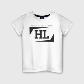 Детская футболка хлопок с принтом Hockey life / HL logo в Тюмени, 100% хлопок | круглый вырез горловины, полуприлегающий силуэт, длина до линии бедер | hl | hockey | logo | play off | sport | хоккей
