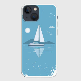 Чехол для iPhone 13 mini с принтом ОДИНОКИЙ ПАРУСНИК | SAILBOAT (Z) в Тюмени,  |  | boat | sailboat | ship | ships | бумага | кораблик | кораблики | корабль | красный парус | лодка | лодочка на белом | мореход | одинокая лодка | оригами | парус | парусник | судно | яхта
