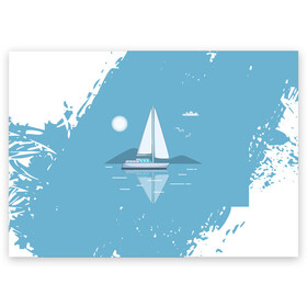 Поздравительная открытка с принтом ОДИНОКИЙ ПАРУСНИК | SAILBOAT (Z) в Тюмени, 100% бумага | плотность бумаги 280 г/м2, матовая, на обратной стороне линовка и место для марки
 | boat | sailboat | ship | ships | бумага | кораблик | кораблики | корабль | красный парус | лодка | лодочка на белом | мореход | одинокая лодка | оригами | парус | парусник | судно | яхта