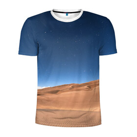 Мужская футболка 3D спортивная с принтом Пустыня в Тюмени, 100% полиэстер с улучшенными характеристиками | приталенный силуэт, круглая горловина, широкие плечи, сужается к линии бедра | дюна | дюны | звёзды | небеса | небо | пейзаж | пейзажи | песок | песчаный | пустыни | пустыня