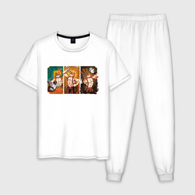 Мужская пижама хлопок с принтом Мультмяускулс в Тюмени, 100% хлопок | брюки и футболка прямого кроя, без карманов, на брюках мягкая резинка на поясе и по низу штанин
 | бенди | королевская битва | мультмяускулс | мяускулс | фортнайт