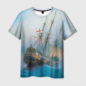 Мужская футболка 3D с принтом The Sea Devil в Тюмени, 100% полиэфир | прямой крой, круглый вырез горловины, длина до линии бедер | Тематика изображения на принте: ocean | sea | ship | summer | волны | океан | парусник