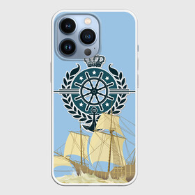 Чехол для iPhone 13 Pro с принтом At the helm в Тюмени,  |  | Тематика изображения на принте: ocean | sea | ship | summer | волны | океан | парусник