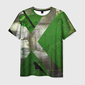 Мужская футболка 3D с принтом Art Abstraction Green в Тюмени, 100% полиэфир | прямой крой, круглый вырез горловины, длина до линии бедер | abstraction | art | canvas | paints | абстракция