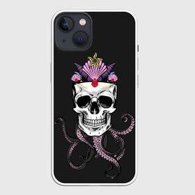 Чехол для iPhone 13 с принтом Octo Queen в Тюмени,  |  | abyss | crown | depth | ocean | octopus | queen | sea | shell | skull | water | вода | глубина | королева | корона | море | океан | осьминог | пучина | ракушка | череп